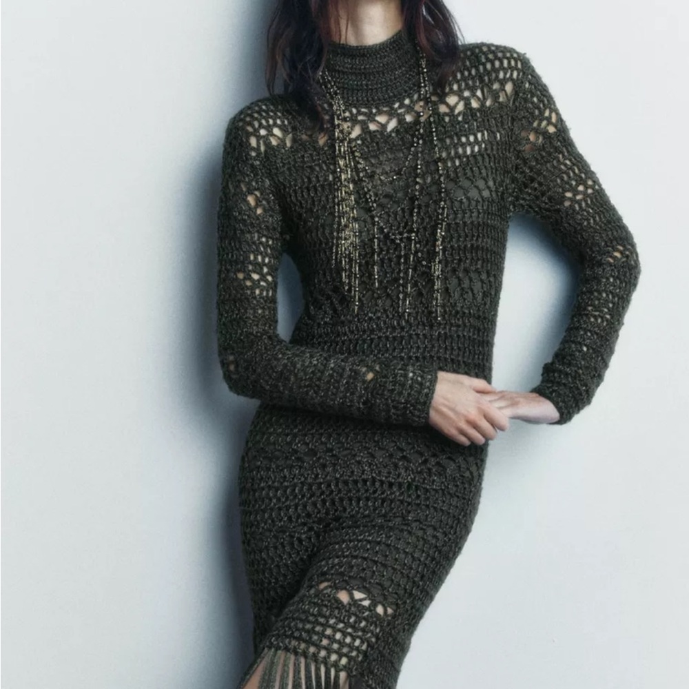 🆕 2025 ZARA FRINGED CROCHET DRESS - Picture 3 of 11